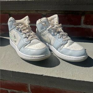 Nike Air Jordan Kids High-Top Sneakers - White and Light Blue